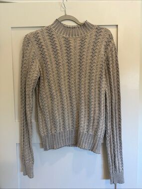 Scotch & Soda Maison Scotch Textured Knit Sweater Blue Cream Mock Neck Size L
